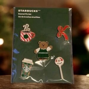 Bearista Starbucks holiday pin set limited edition SHIPS SAME DAY